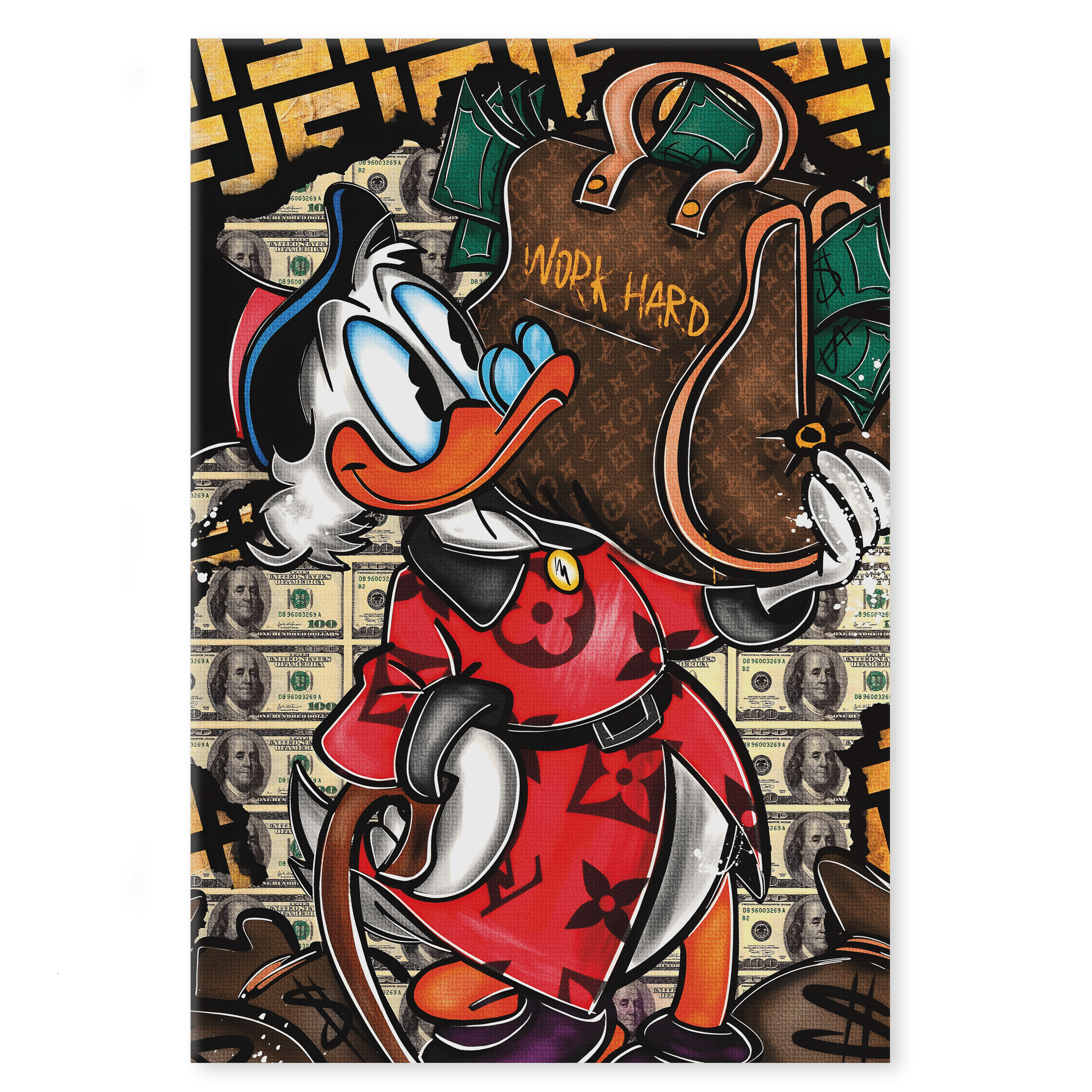 Work Hard Dagobert - Leinwandbild Pop Art / Motivation SimpleCanvas Canvas