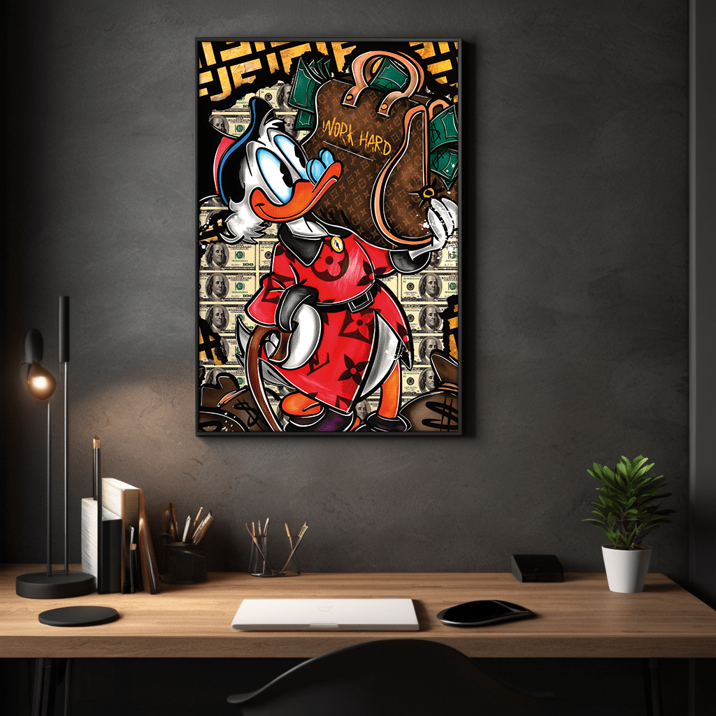 Work Hard Dagobert - Leinwandbild Pop Art / Motivation SimpleCanvas Canvas