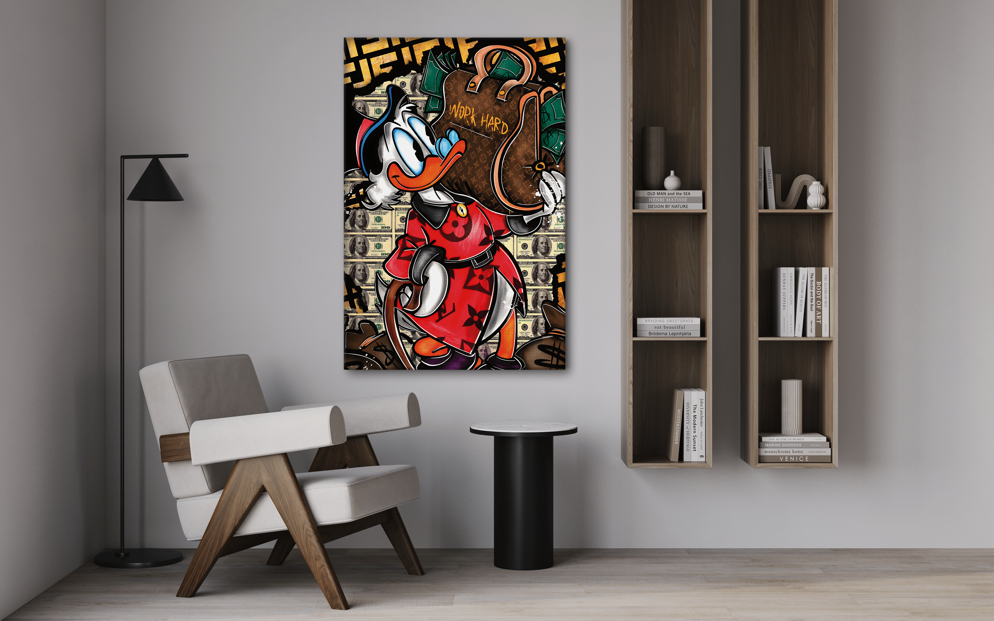 Work Hard Dagobert - Leinwandbild Pop Art / Motivation SimpleCanvas Canvas