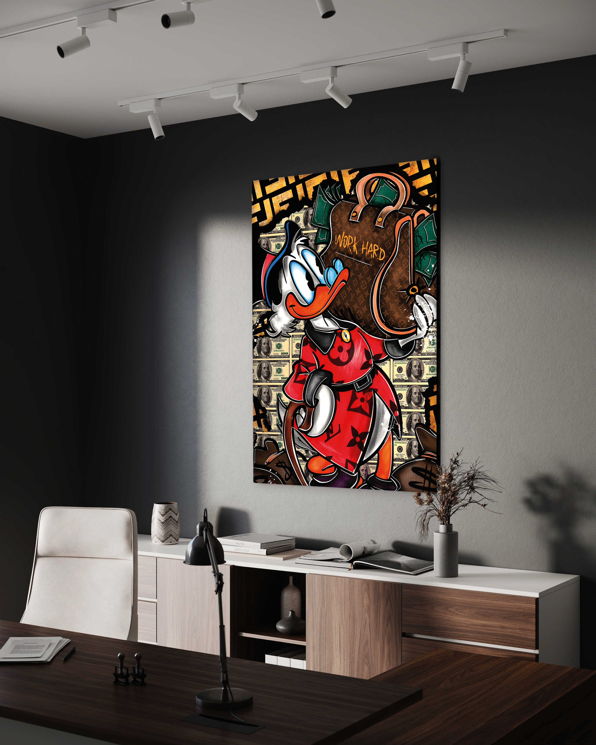 Work Hard Dagobert - Leinwandbild Pop Art / Motivation SimpleCanvas Canvas