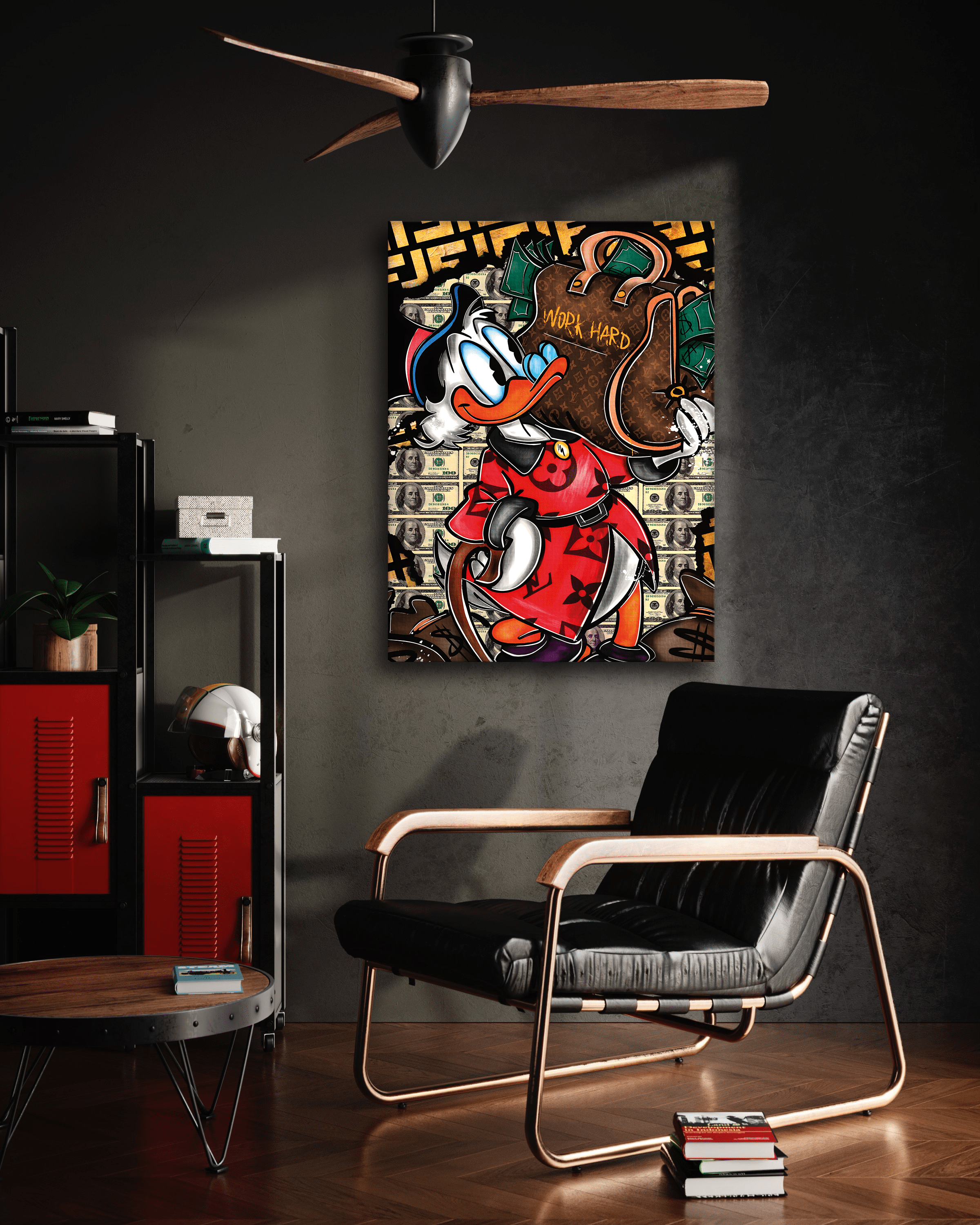 Work Hard Dagobert - Leinwandbild Pop Art / Motivation SimpleCanvas Canvas
