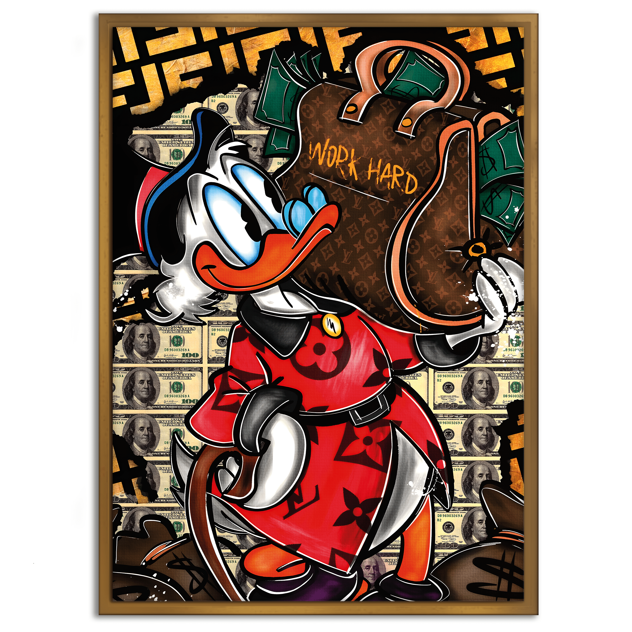 Work Hard Dagobert - Leinwandbild Pop Art / Motivation SimpleCanvas Canvas