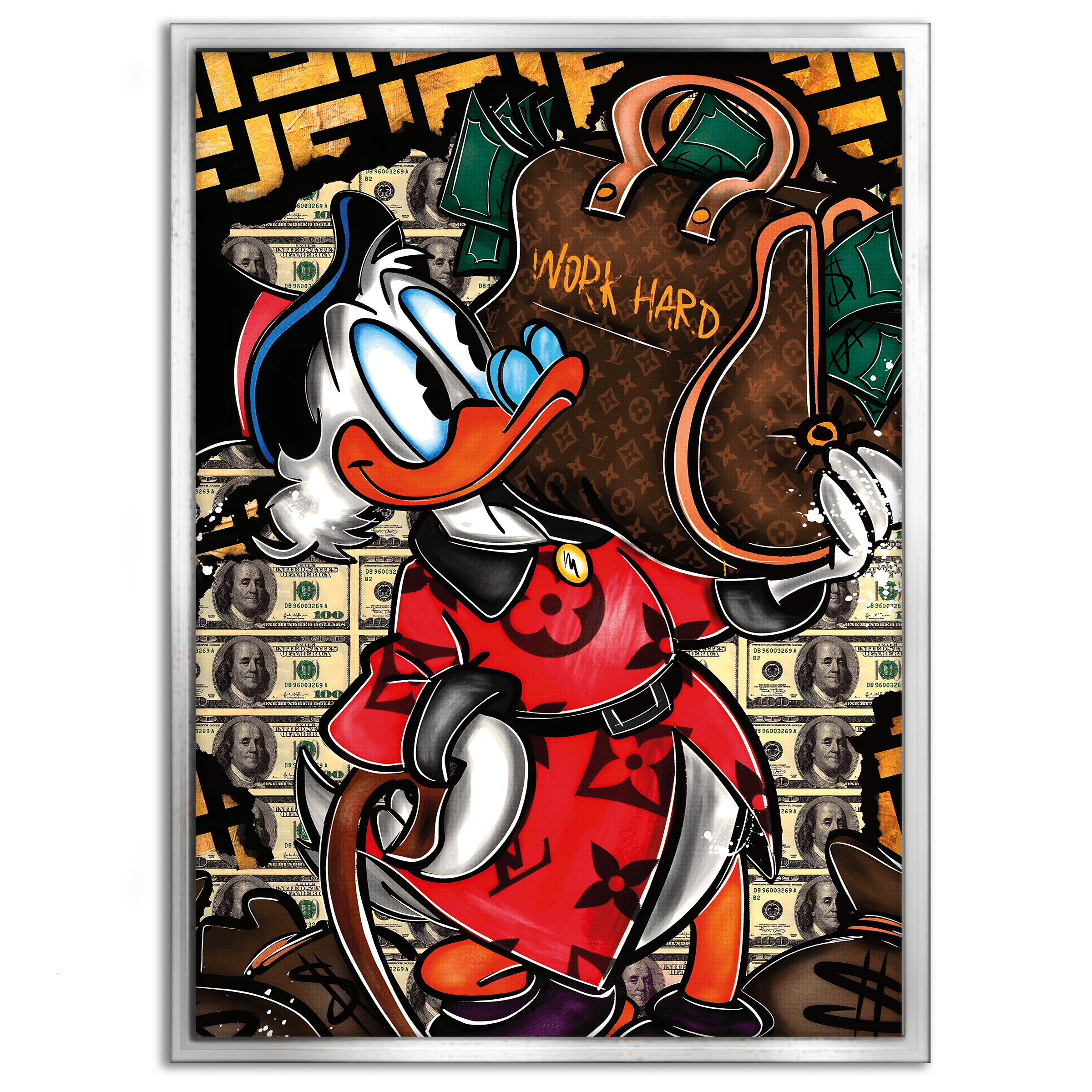 Work Hard Dagobert - Leinwandbild Pop Art / Motivation SimpleCanvas Canvas