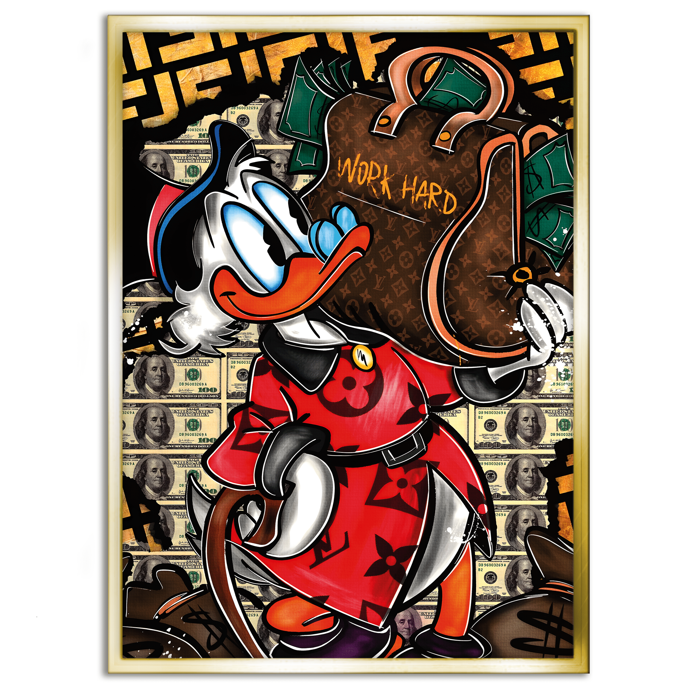 Work Hard Dagobert - Leinwandbild Pop Art / Motivation SimpleCanvas Canvas