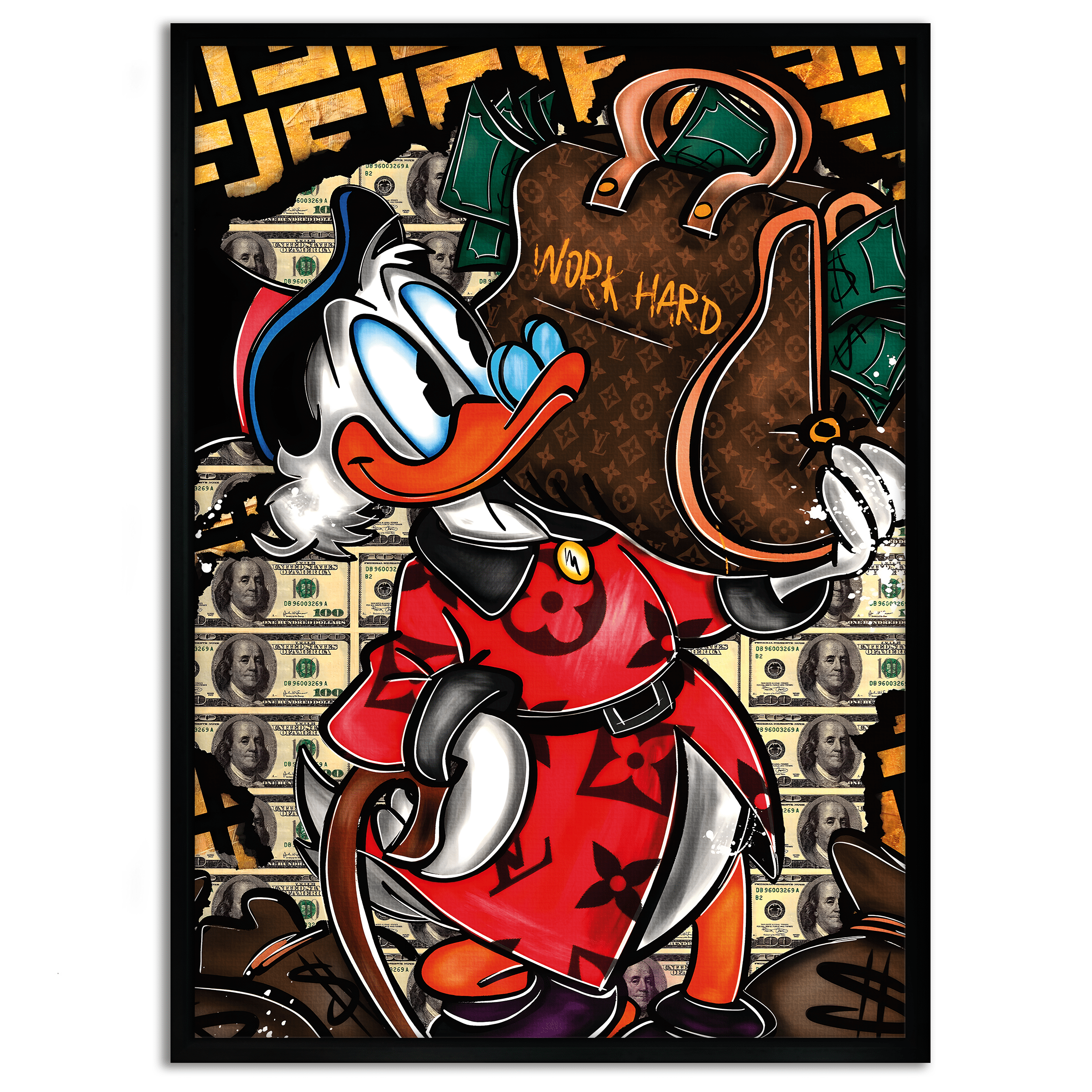 Work Hard Dagobert - Leinwandbild Pop Art / Motivation SimpleCanvas Canvas