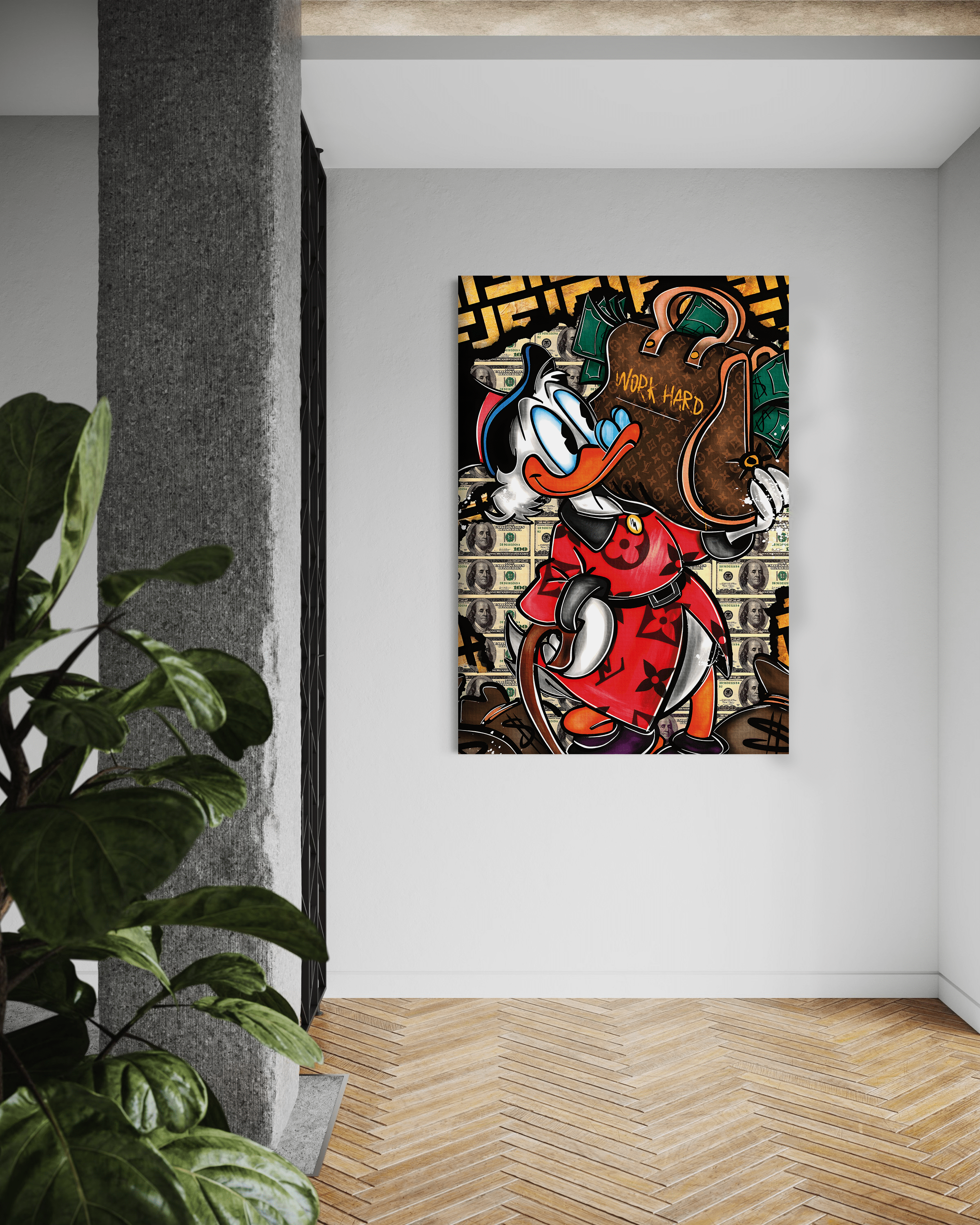 Work Hard Dagobert - Leinwandbild Pop Art / Motivation SimpleCanvas Canvas