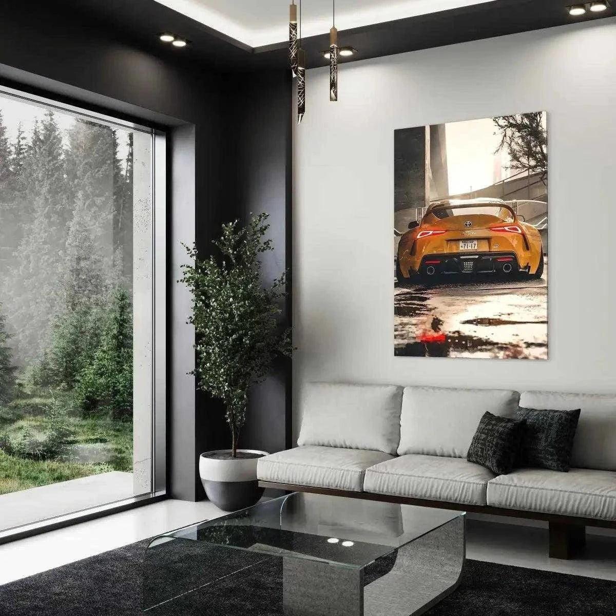 Yellow Supra - Auto Leinwandbild SimpleCanvas Canvas