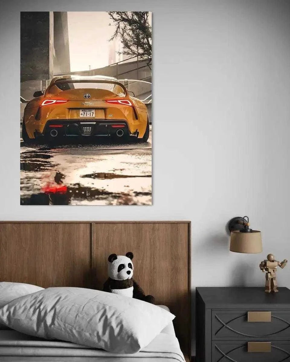 Yellow Supra - Auto Leinwandbild SimpleCanvas Canvas